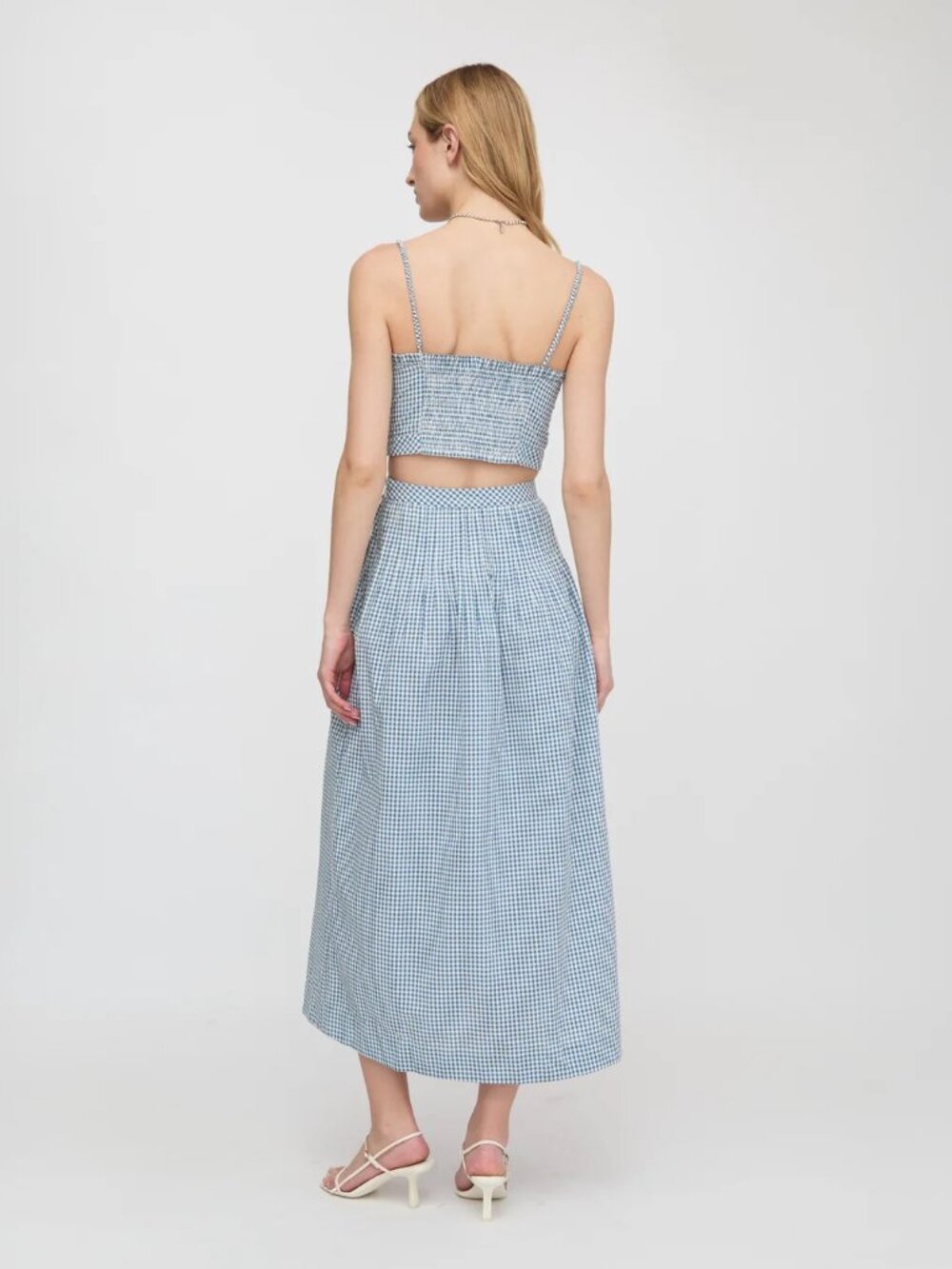 NEW Hill House Home The Ame Skirt in Lagoon Teal Gingham - Picture 7 of 9